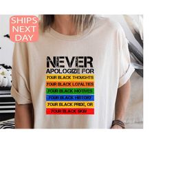 Never Apologize For Your Blackness Shirt, Black History Months Shirt, Black Lives Matter Sweatshirt, African American Wo
