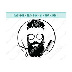 Barber Barbershop Hair Hairdresser Haircut Business Beard Salon Man.SVG .EPS .PNG Vector Space Clipart Digital Download