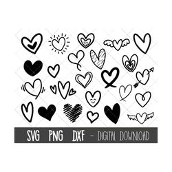 Valentine heart SVG, heart doodles svg, heart silhouette, heart clipart, heart svg bundle, silhouette, cricut cut files,