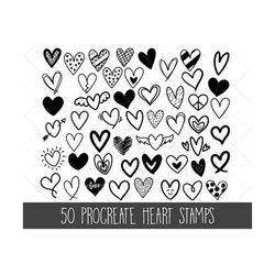 Procreate Heart Stamps, Procreate Valentines stamps, Procreate hearts, heart stamp, Procreate doodles, Procreate brushes