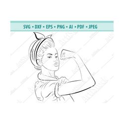 Girl Power SVG eps png dxf Cutting file Silhouette Cricut Rosie SVG Pin up Svg Rosie the Riveter Strong woman svg Girl s