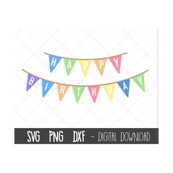 Birthday bunting SVG, happy birthday banner svg, party bunting svg, party banner png, flag svg, happy birthday svg, cric