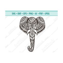 Elephant animal ethnic mandala boho tribal svg indian elephant abstract zentangle shirt silhouette digital download svg,