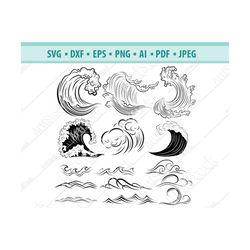 Wave SVG /Waves svg/Sea Waves svg/ Ocean Waves svg/ Clipart/ Cut Files For Silhouette/ Files for Cricut/ Wave Vector/cli