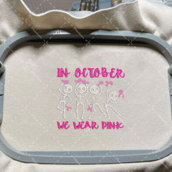 In October We Were Pink Embroidery Machine Design, Halloween Spooky Embroidery Design, Digital Download