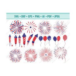 Fireworks SVG fourth of July silhouette cut file patriotic svg firecrackers fireworks svg bundle Independence Day dxf pn