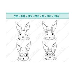 Bunny Svg, Easter Bunny svg, Bunny face svg, Bunny with Glasses svg, File for Cricut, Bunny headband Svg, Dxf, Svg cut f