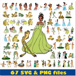 Tiana Princess Disney SVG PNG Bundle, Princess and the frog SVG PNG Clipart, Princess Disney SVG, Tiana SVG Tiana PNG