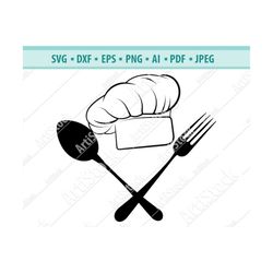 chef hat and cutlery svg, chef logo svg, chef hat cutlery cutting file, chef hat and cutlery file for cricut, svg, png,