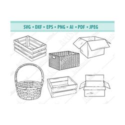 box svg file, cardboard box svg, package box svg, box clipart, present box svg, delivery boxes svg, wicker basket svg, s