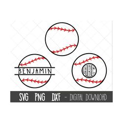 Baseball svg bundle, Baseball split name frame svg, baseball monogram svg, ball svg, baseball clipart, cricut silhouette
