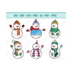 Snowman SVG, Christmas svg, Hand drawn Snowman bundle, Christmas clipart, Cut Files For Cricut, Let it Snow svg, Vector,