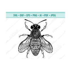 Bee Mandala Svg, Bee Svg Files, Bee Clipart, Bee Cut Files, Bee Decal, Bee Shirt Design, Mandala Svg Designs, Zentangle