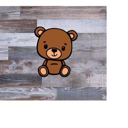 Layered Teddy Bear SVG PNG. Cricut Cut files, Silhouette. Cute Bear Coloring page svg. Bear outline svg. Teddybear svg.
