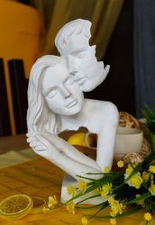 A statuette of Tenderness made of plaster. For decoration. Handmade