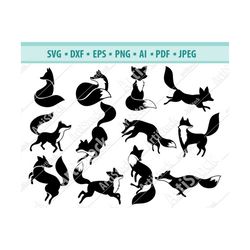 Fox Svg Bundle, Foxes SVG, Cute Sleeping Fox SVG, Foxes clipart, Forest animals Svg, Cut files, Silhouette foxes, Wildli