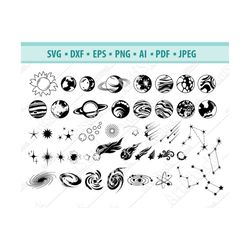 Solar System Svg, Space bodies Svg, Stars Svg, Astronomy Svg, Universe space SVG, Space SVG, Space Clipart, Galaxy Cut F