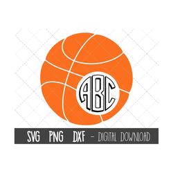 Basketball svg, basketball clipart, basketball monogram frame, sports svg, sports clipart png, dxf, cricut silhouette sv