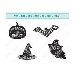 Halloween sign Svg Bundle, Boo ghost Svg, Witchy Hat Svg, Happy Halloween clipart, Halloween decor Svg, Trick or treat s