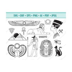 Egyptian Svg Bundle, Egyptian svg, Egyptian clipart, Pharaoh svg, Egypt svg, Pyramid svg, Nefertiti SVG, File for cricut