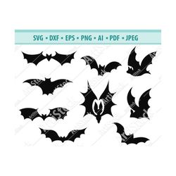 Bat SVG Bundle, Bat SVG, Halloween Bat SVG, Bat Cut Files For Silhouette, Files for Cricut, Bat Vector Svg, Dxf, Png, Jp