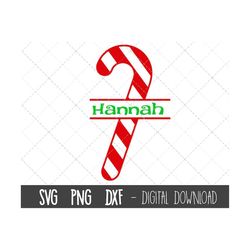 Candy cane SVG, christmas svg, split name frame SVG, christmas clipart, candy cane monogram clip art, svg files, cricut