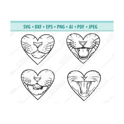 Cat Heart Svg, Cat muzzle in heart Svg, Love Cats Svg, Pet Clipart, Cut File, Valentines day Svg, Cute kitten mouth Svg,