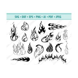 Fire SVG, Flames SVG, Fire Cricut, Fire Dxf, Flames Cutting File for cricut, Fire Silhouette, Stylized fire Png, Flame P
