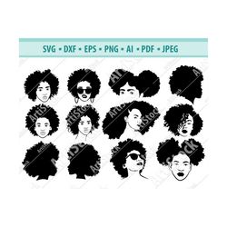Afro hairstyles SVG, Black woman bundle svg, Hair Dreadlocks SVG, Afro girl, Female hairstyle svg, Silhouette, Digital D