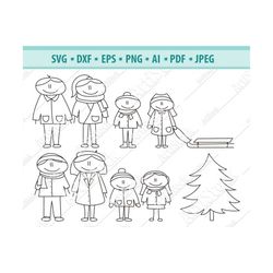 Stick family svg bundle, stick family cut files, stick family clipart, cut files for cricut silhouette, png, dxf, eps. S