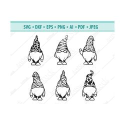 Gnome SVG, Cute Garden Gnome SVG, Gnomes with animal prints Svg, Nordic Gnome Svg, Gnome Clipart, Holiday Gnome svg, Sil