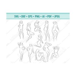 Body girl SVG, Nude girl SVG, Slender girl SVG, Outline girl svg, Silhouette Fitness Woman clipart, dfx svg cut file, Ci