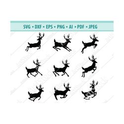 Reindeer svg, Christmas reindeer svg file, running deer svg file, deer cut files, deer silhouette, cut files, deer cricu