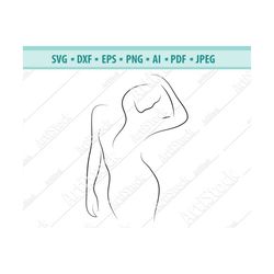 Body girl SVG, Nude girl SVG, Slender girl SVG, Outline girl svg, Silhouette Fitness Woman clipart, dfx svg cut file, Ci