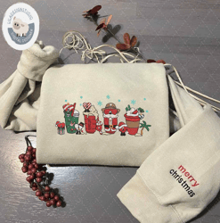 Christmas Embroidery Designs, Christmas Bad Bunny Designs, Merry Christmas Embroidery, Hand Drawn Embroidery Designs