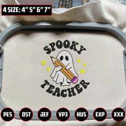 Spooky Teacher Embroidery Machine File, Halloween Spooky Embroidery File, Spooky Vibes Embroidery Design