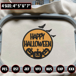 Happy Halloween Embroidery Design, Howdy Pumpkin Horror Halloween Embroidery Machine Design, Retro Pumpkin Embroidery Design