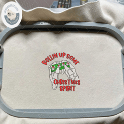 Christmas Embroidery Designs, Rolling Up Some Christmas Spirit, Merry Xmas Embroidery Designs, Bad Bunny Embroidery Files
