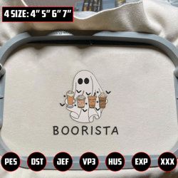 Funny Coffee Ghost Embroidery File, Halloween Coffee Cup Embroidery Design, Boorista Ghost Embroidery Design