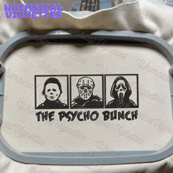 The Psycho Bunch Embroidery Design, Horror Movie Embroidery Design, Halloween Movie Embroidery File, Embroidery File