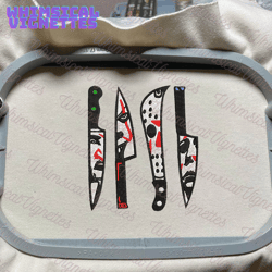 Knife Embroidery Designs, Halloween Embroidery Designs, Horror Movies Embroidery Designs, Halloween Retro Embroidery