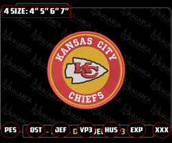 NFL Kansas City Chiefs Logo Embroidery Design, NFL Football Logo Embroidery Design, Famous Football Team Embroidery Design, Football Embroidery Design, Pes, Dst, Jef, Files