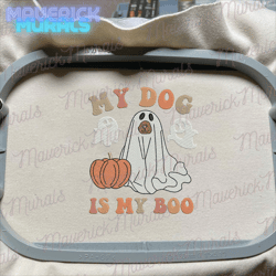 My Dog Is My Boo Embroidery Machine Design, Spooky Dogs Embroidery Design, Spooky Vibes Embroidery Design