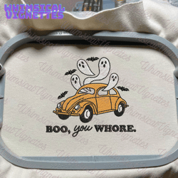 Boo You Whore Embroidery Design, Spooky Halloween Embroidery Machine Design, Hello Spooky 3 Sizes, Format Exp, Dst, Jef, Pes