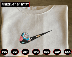 Inspired Anime Embroidered Sweatshirt, Doraemon X NIKE Embroidered Sweatshirt, Brand Anime Embroidered Hoodie, Inspired Anime Embroidered Crewneck, Anime Embroidered Gift