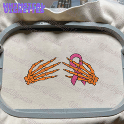 Skeleton Hand Embroidery Design, Support Cancer Embroidery Design, In October We Were Pink Embroidery Design, Pink Ribbon Embroidery Design