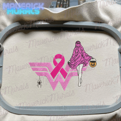 Halloween Cancer Awareness Embroidery Design, Breast Cancer Pink Ghost Halloween Cancer Embroidery Machine File, Pink Ghost Embroidery File