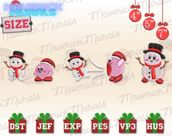 Kirby X Snowman Embroidery Designs, Christmas Embroidery Designs, Christmas 2022 Embroidery Files, Xmas Embroidery Designs