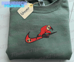 NIKE X Mr. Incredible Cartoon Embroidered Sweatshirt, Brand Cartoon Embroidered Sweatshirt, Custom Cartoon Embroidered Crewneck, Lovely Cartoon Character Embroidered