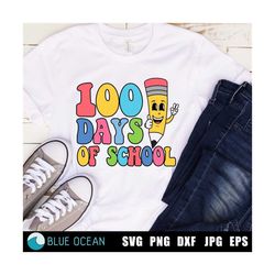 100 days of School PNG, 100 days of School SVG, Pencil Svg, 100 days shirt SVG, 100 days retro, Teacher svg